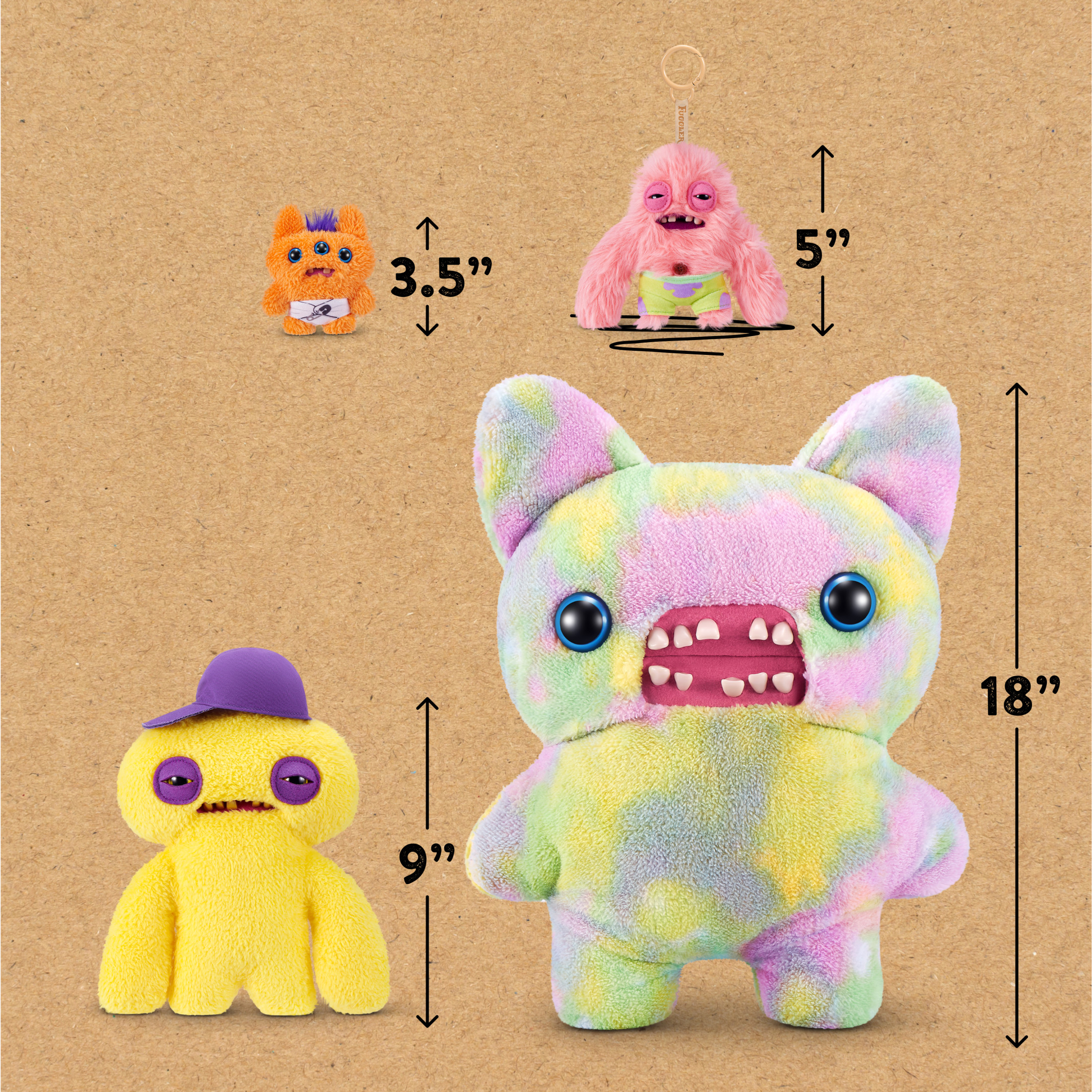 Fuggler SpongeBob Key Rings 5 inch (Patrick Star), Funny Ugly Monster Plush Keychain by ZURU