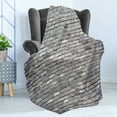 thumbnail image 4 of Grey Soft Flannel Fleece Throw Blanket, Image of an Aged Old and Rough Brick Wall Obsolete Concrete Structure with Ragged Surface, Cozy Plush for Indoor and Outdoor Use, 50" x 60", Grey, by Ambesonne, 4 of 5