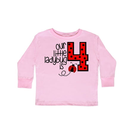 

Inktastic Our Little Ladybug Is 4 Gift Toddler Boy or Toddler Girl Long Sleeve T-Shirt