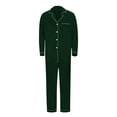thumbnail image 2 of Fgnfyis Men's Satin Silk Button Down Pajamas Sets Solid Two Piece Family Christmas Pajamas Sleepwear Loungewear Long Sleeve Silk Nightwear for Men Dark Green M, 2 of 9