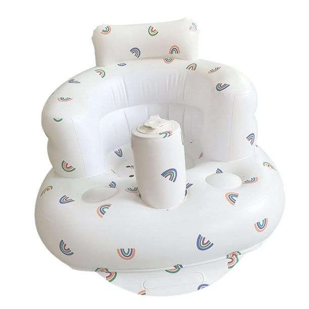 Asiento inflable portátil para bebé, asiento flotante para aprender a sentarse, asiento de apoyo para bebés. Arcoíris