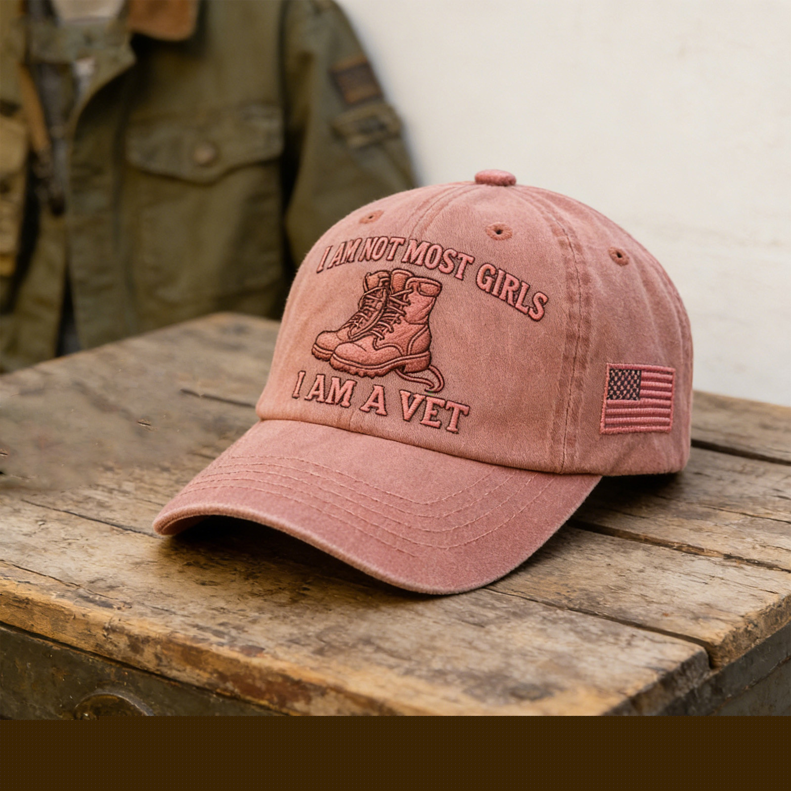 thumbnail image 3 of Veteran Printed Baseball Cap Patriotic Design Adjustable Casual Hat for Daily Wear Outdoor Activities Female Veteran Identity Statement Headwear(Pink), 3 of 4