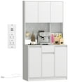thumbnail image 1 of HOMCOM Armoire de Garde-Manger 71 Pouces, Armoire de Rangement avec Station de Recharge, Blanc, 1 of 10