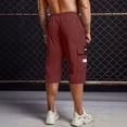 thumbnail image 4 of Domuza Men's Cargo Shorts Lightweight Multi-Pocket Drawstring Waist Casual Summer Baggy Cargo Shorts Relaxed Fit Hiking Capri Shorts Deep Red 3XL, 4 of 5