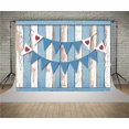 thumbnail image 1 of BSDHOME Polyester 5x7ft Blue Rustic Wood Wall with Banner Backdrop for Birthday Party Backgrounds Photo Backdrops for Baby Boy, 1 of 2