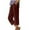 Wine, variant on Timegard Capri Pants for Women Cotton Linen Elastic Waist Ruched Slacks Casual Loose Trousers Pocket