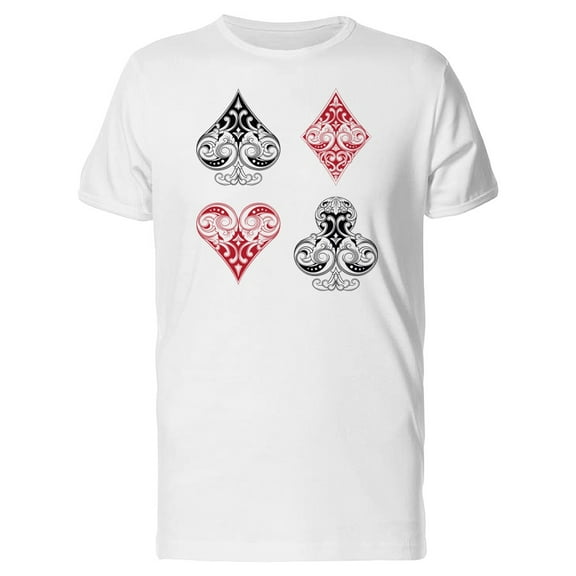 Black And Red Card Ornaments T-Shirt Men -Image by Shutterstock, Male x-Large