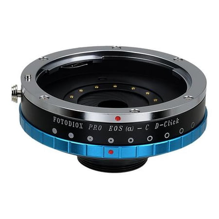 Fotodiox Pro Lens Mount Adapter with Built-in De-Clicked Aperture Iris Canon EOS EF Lens (NOT EF-S Lens) to C-Mount (1 Screw Mount) Cine & CCTV Camera Bodies