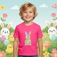 thumbnail image 2 of Tisuna Easter Short Sleeve T Shirt For Boys Girls Bunny Print Crew Neck Graphic Tee Soft Casual Teen Kids Festival Party Playwear Outfits Hot Pink Size 6-7 Years, 2 of 4