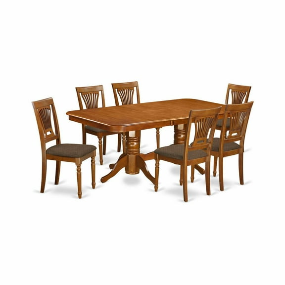 East West Furniture NAPL7-SBR-C 7 Pc Dining room set-Dining Table and 6 Dining Chairs