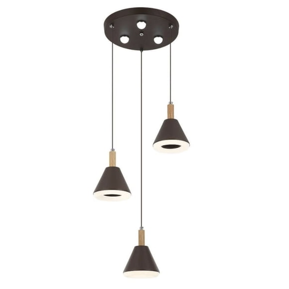 Lampara Colgante Iluminacion Luz Vic Cono Cafe 3 Luces