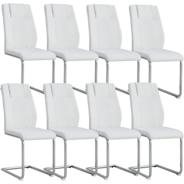 Sumdeal  Dining Chairs Set of 4  set of 6 set of 8 ,Modern Dining Room Chairs, Metal frame leg chairs with Leather Padded Seat High Back,White,grey,Black