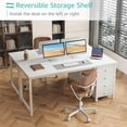 thumbnail image 5 of Lufeiya White Computer Desk with Drawers - 55 Inch Long Study Work Writing Desk for Home Office Bedroom, Simple Modern Cute PC Desks with Fabric Drawer, White, 5 of 7