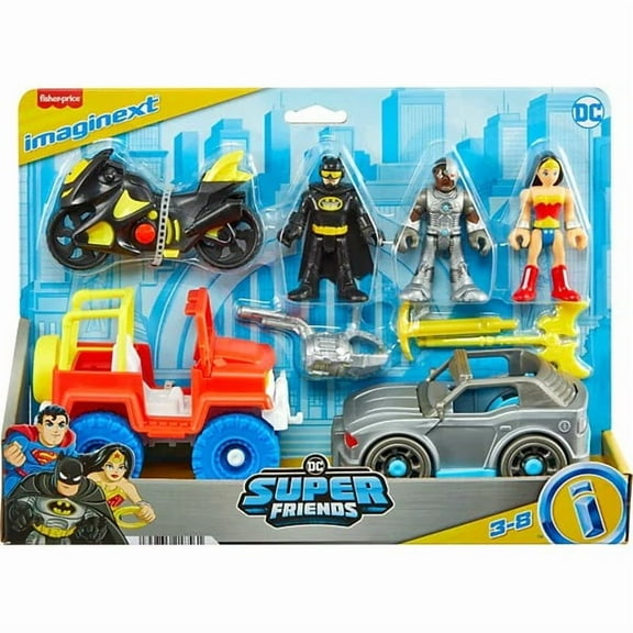 DC Super Friends Imaginext Cyborg, Wonder Woman & Batman Figure & Vehicle 3-Pack