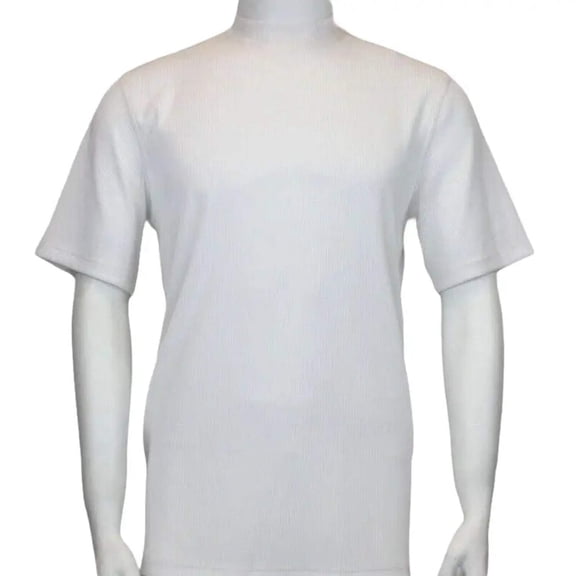 Men dress up Tshirt Log in uomo Crew Neck Corded Short Sleeves 218 White