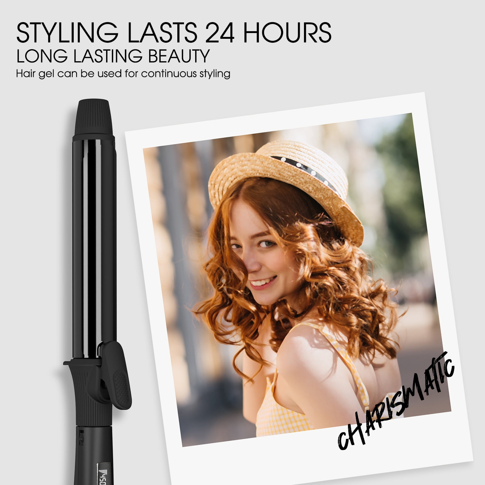 1 1/4 Inch Curling Iron with Clipped Tourmaline Ceramic Barrel Professional 1.25 Inch Hair Curler up to 450°F Dual Voltage for Traveling 60 Mins Auto Off Suit for Different