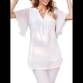 thumbnail image 2 of Blusas de Corta con Cuello en V para Mujer, Blusas Florales de Doble Capa de , Túnicas, Tops M, 2 of 8