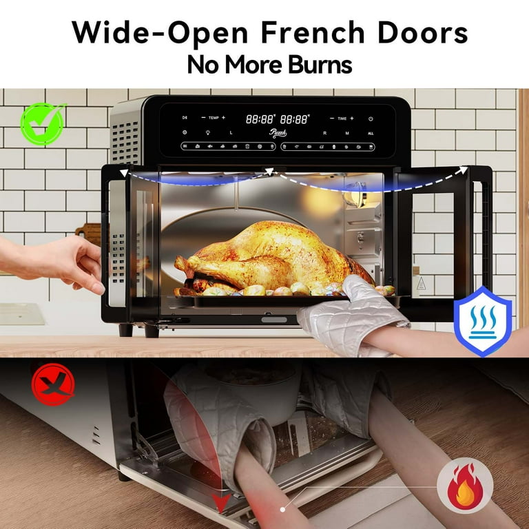 PwZzk 25.4QT Dual Zone Air Fryer Toaster Oven Combo, French Glass