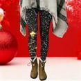 thumbnail image 2 of Christmas Leggings Womens Xmas Tree Snowflakes Print Stretchy High Waist Pants Slimming Holiday Party Outfits (XL, Black #A), 2 of 6