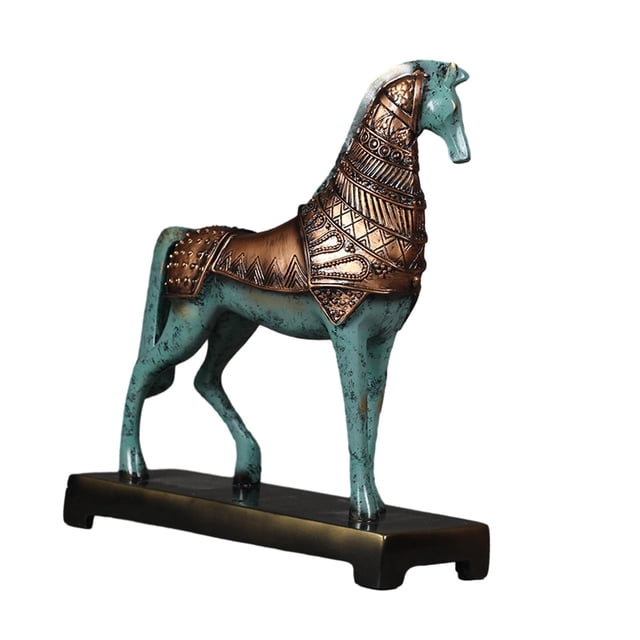 Estatua de caballo de guerra de pie de resina, decoración de mesa, figura de caballo pintada a mano para Estilo A