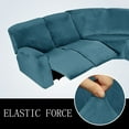 thumbnail image 5 of Velvet 5 Seater Recliner Corner Sofa Slipcovers Stretch Sectional Recliner Sofa Covers Furniture Protectors, Peacock Blue, 5 of 9