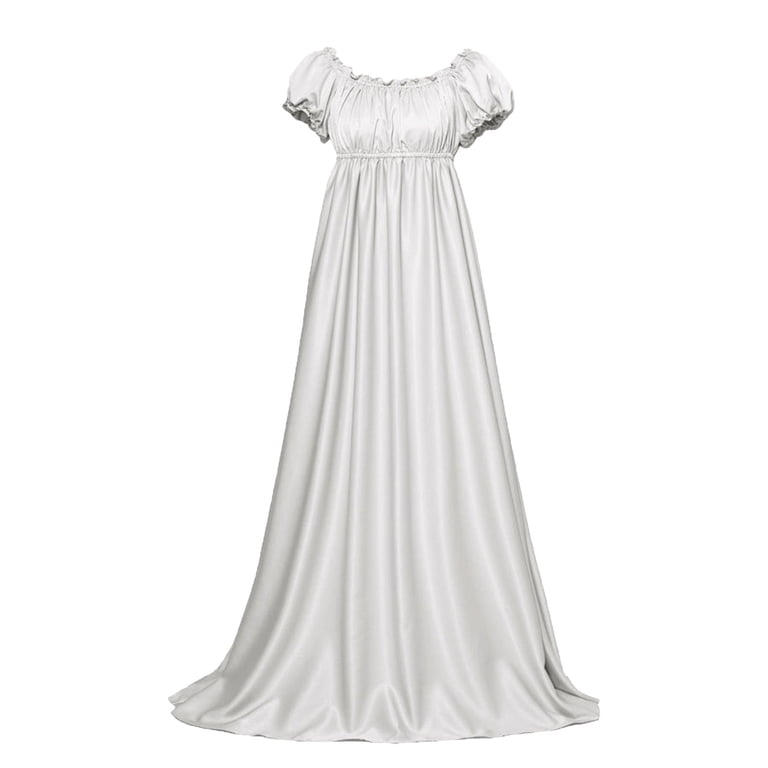white renaissance dress short Medieval Renaissance Dress Princess Style White Long Sleeve Off Shoulder Dress with Ruffle Hem