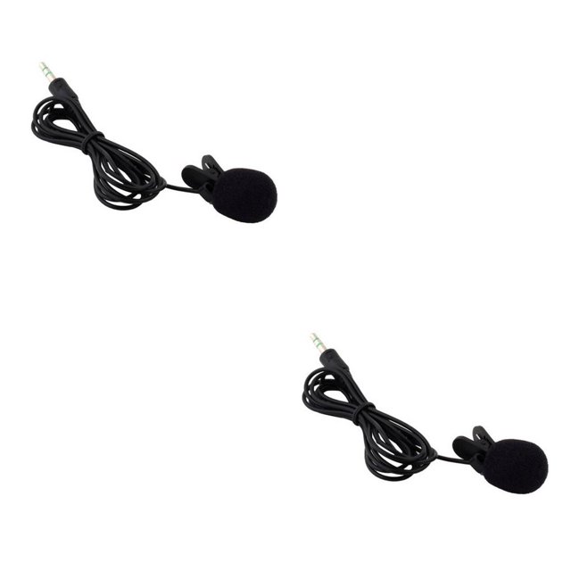Matsuzay mini micrófono con cable collar altavoz externo clip-on solapa manos libres discurso micrófono conferencia conferencia 5pcs / negro 5 piezas/negro 2Conjunto
