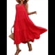 thumbnail image 3 of Vestidos de Verano para Mujer, Sin Mangas, Largos, con Escote en V, Informales, Fluidos y con . Rojo L, 3 of 8