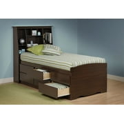 Twin Bed With Bookcase Headboards Tall Captain S Platform Storage Bed W Bookcase Headboard Size Twin Color