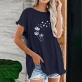 thumbnail image 2 of Blusa de manga corta con estampado regular de flecos y cuello redondo de algodón y cáñamo para mujer OAVQHLG3B Store  lin121212, 2 of 5