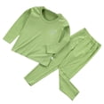 thumbnail image 2 of Kids Thermal Underwear Elastic Long Sleeve Round Neck Autumn Winter Office School Outdoor Warm Tops Bottom Suit for Boys Green 80cm, 2 of 9