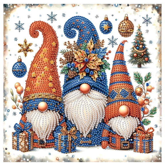 5D DIY diamond painting kit, three gnomes special shape diamond canvas, namely can reduce stress and relax, but also can be used for home wall decoration