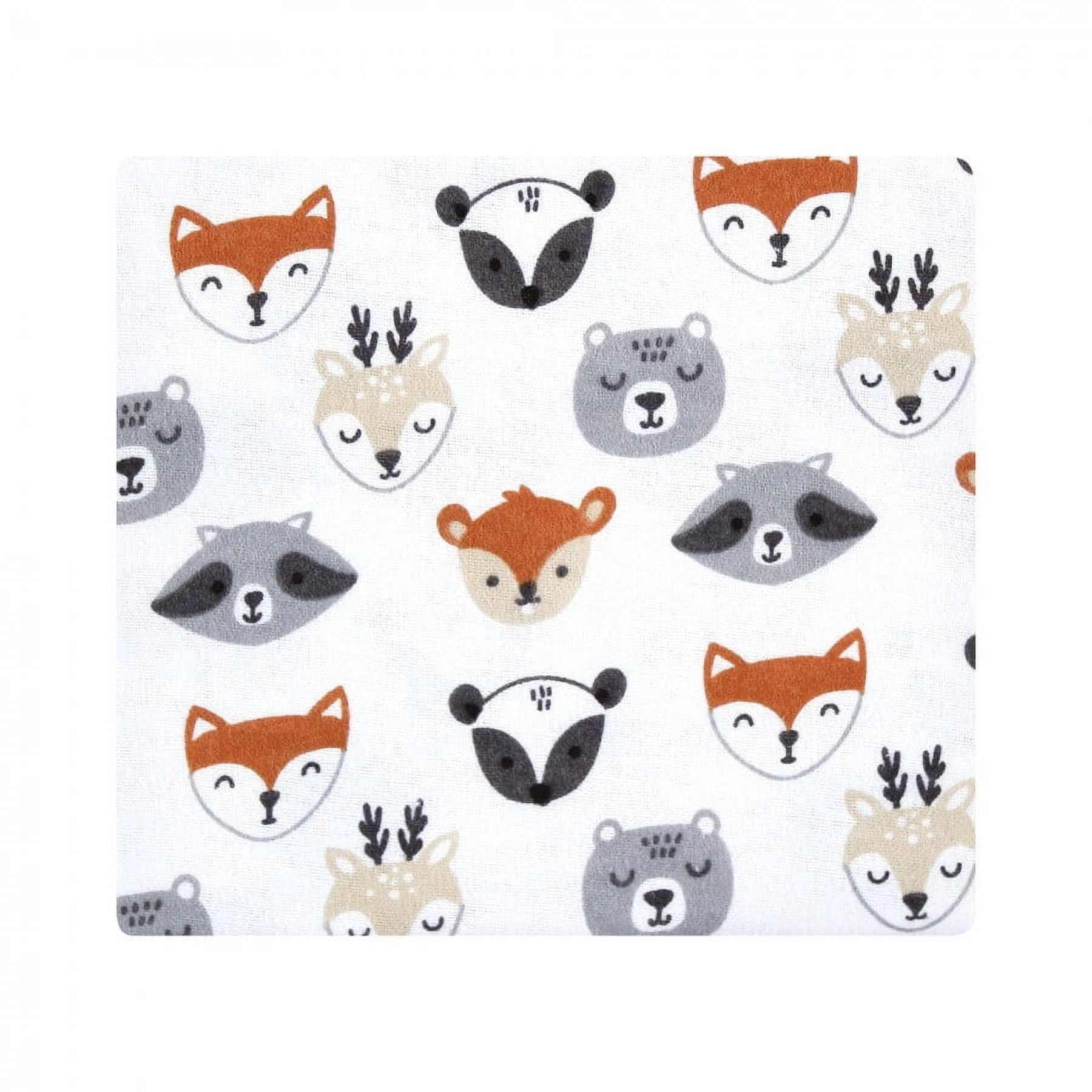 Hudson Baby Unisex Baby Cotton Poly Flannel Receiving Blankets Bundle, Woodland Faces, One Size