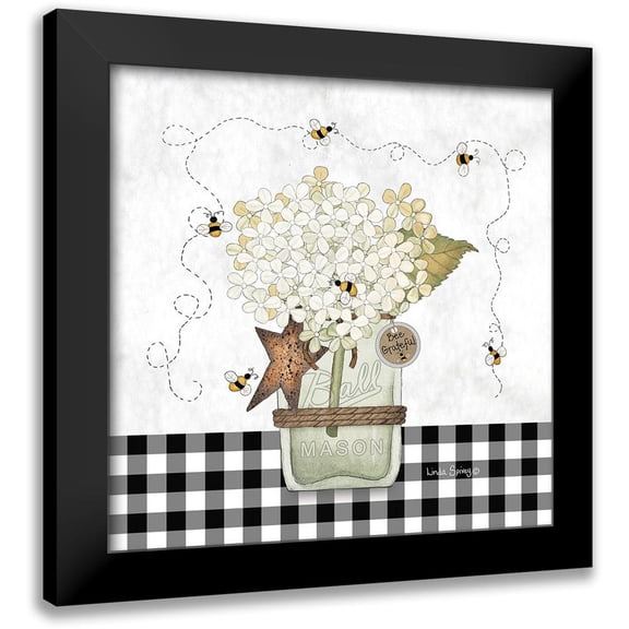Spivey, Linda 12x12 Black Modern Framed Museum Art Print Titled - Bee Grateful