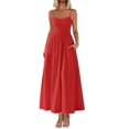 thumbnail image 1 of Vestido largo PRETTYGARDEN para mujer, estampado, verano 2025, rojo, 1 of 9