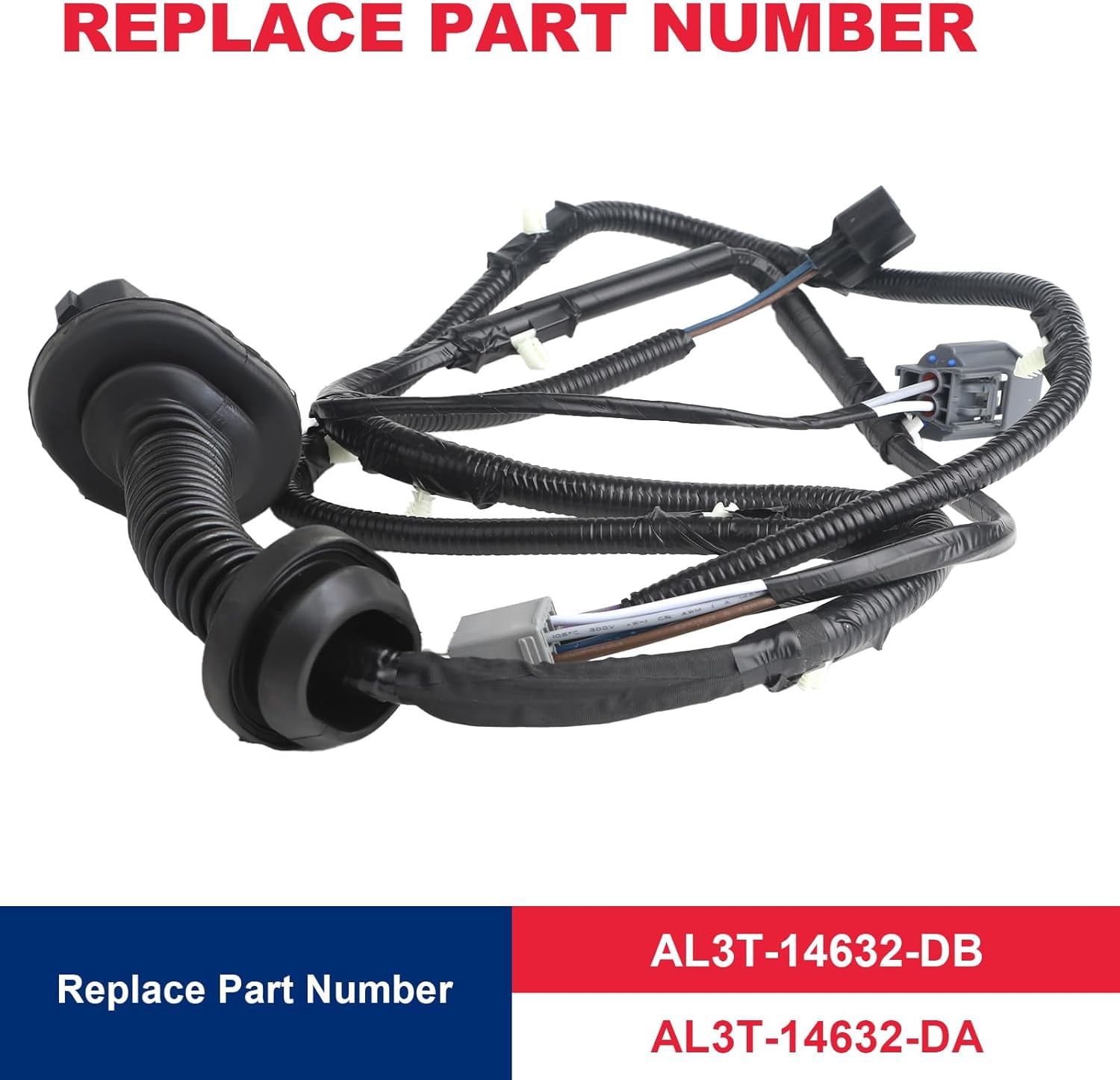 Rear Driver Side Door Jumper Wire Assembly 2009-2014 Compatible with Ford F150 Crew Cab Replaces 9L3Z-14631-CAA Rear Door Wiring Harness (Left)