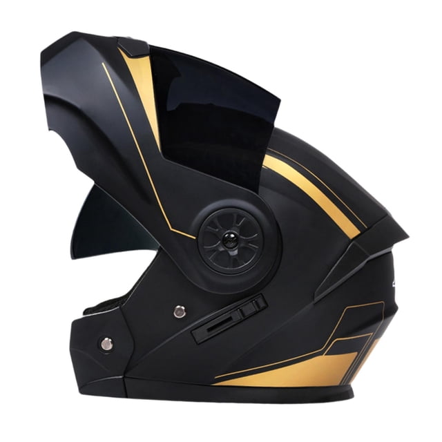 Casco de motocicleta Zulema con visera negro dorado XL
