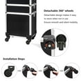 thumbnail image 6 of mefeir 4 in 1 Rolling Makeup Train Case, Aluminum Makeup Travel Organizer Cosmetic Case, Cosmetology Display Suitcase on Wheels, Beauty Storage Luggage Lockable w/4 Removable Wheels (Black), 6 of 10