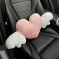 thumbnail image 3 of Raindrops Pink Plush Car Headrest Pillow and Lumbar Support for Driving Comfort with Heart Shaped Wing Decor 1 Set, 3 of 8