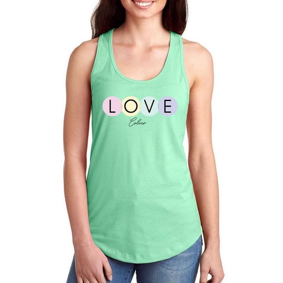 Love Pastel Dots Colors Racerback Tank Women -Image by Shutterstock, Female Large