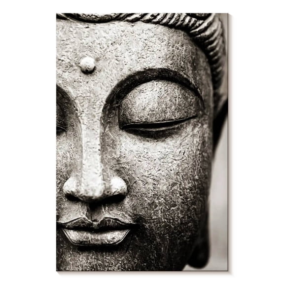 Elephant Stock Meditating Buddha Face Wall Art - Vertical Canvas Wall Art - Dining Room Wall Decor - Religion And Spirituality Canvas - Black And White Decor - 8" x 12"