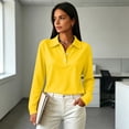 thumbnail image 7 of Polo Shirts for Women Long Sleeve Collared Golf Shirts Fall Fashion 3 Button Lapel Breathable Work Blouses XL, 7 of 7