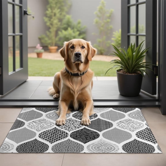 Bohemian Retro Floral Non-Slip Entryway Door Mat,Boho Indoor Decor Durable Low Plush Door Mat,Washable Welcome Rug for Patio Hallway Home Decor 20x32 Inches