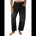 thumbnail image 3 of Pantalones Vaqueros Holgados de para Mujer, de Tiro Bajo, con Parches y Pernera y Bolsillos. Negro S, 3 of 7