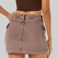 thumbnail image 6 of perfectbot Women Summer Denim Skirt Fashion Slim Pocket Elegant Mid-Waist Stretchy Mini Skirts Cute Outfit, 6 of 7
