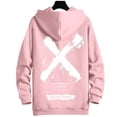 thumbnail image 6 of Felirenzacia Unisex Graphic Hoodie for Men Women, X Cross Print Long Cuffed Sleeve Hooded Pullover Sweatshirt,Pink,XL, 6 of 8