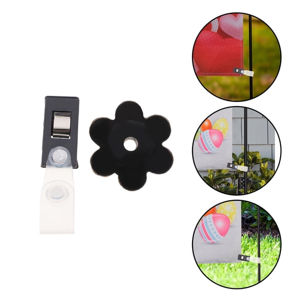 Soimiss 10 Sets Garden Flag Clips Clamps Black Rubber for Garden Flag Decoration