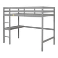 thumbnail image 4 of Twin Size Loft Bed, Bunk Bed with Built-in Desk and Staircase, Wood Loft Bed Frame with Full-length Guardrail for Kids Teens, No Box Spring Needed, Easy Assembly, Gray, 4 of 7