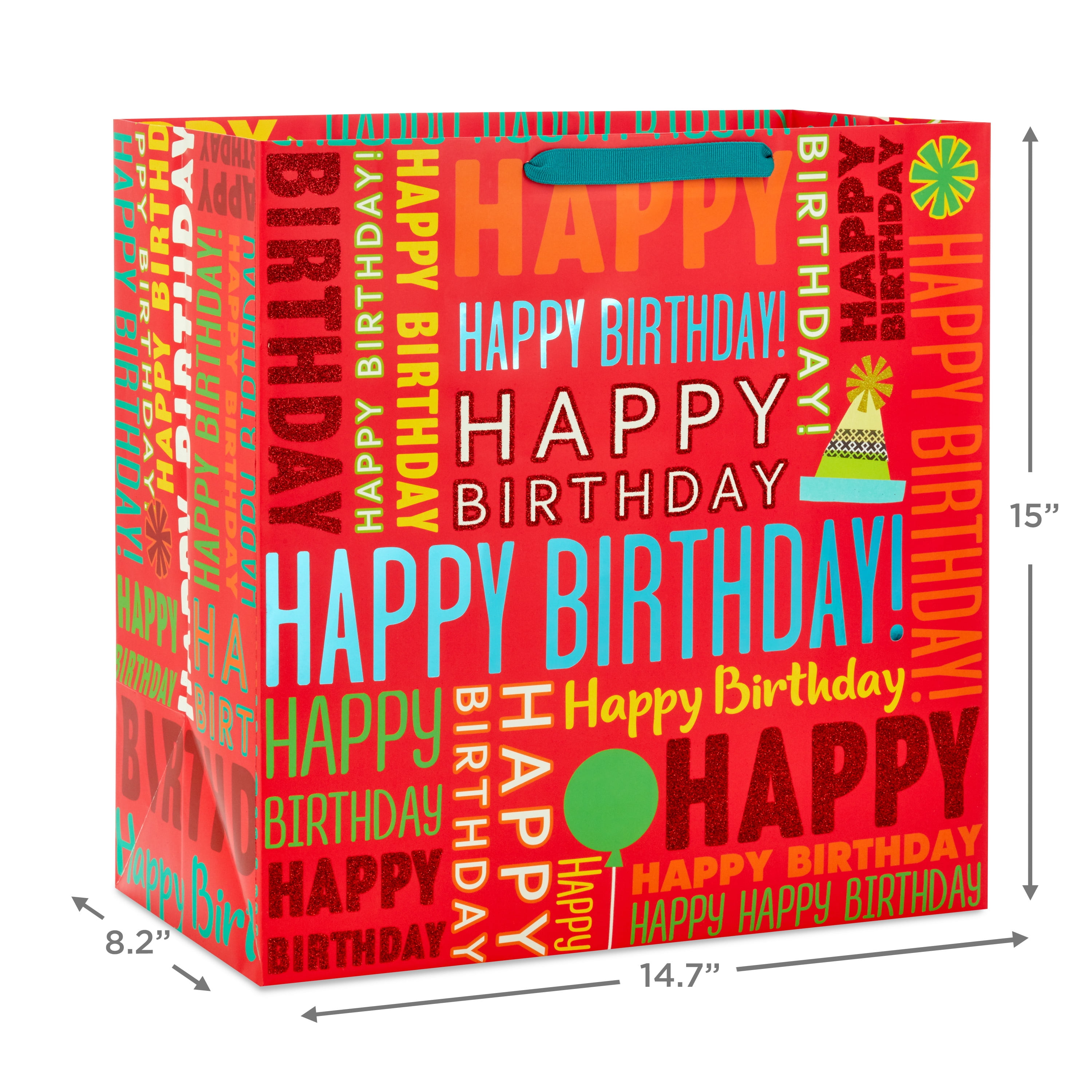 Hallmark Happy Birthday Gift Bag, Multicolor, 15 in