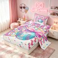 thumbnail image 2 of meiyoeat Kawaii Bowknot Baseball Twin Sheets for Girls, Sweet Bow Ice Cream Bedding, Pink Blue Yellow, 3-Piece, 1 Flat Sheet, 1 Fitted Sheet and 1 Pillowcase, 2 of 5